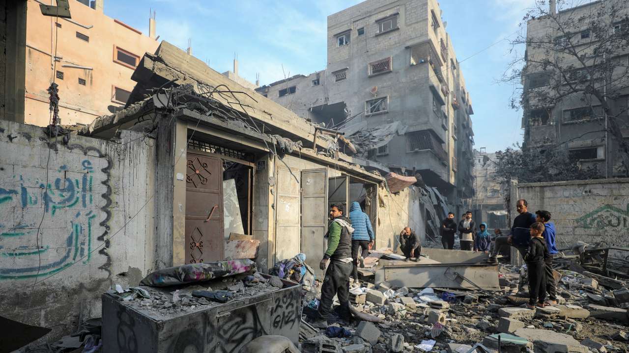 Aftermath of an Israeli strike on a house in Gaza City