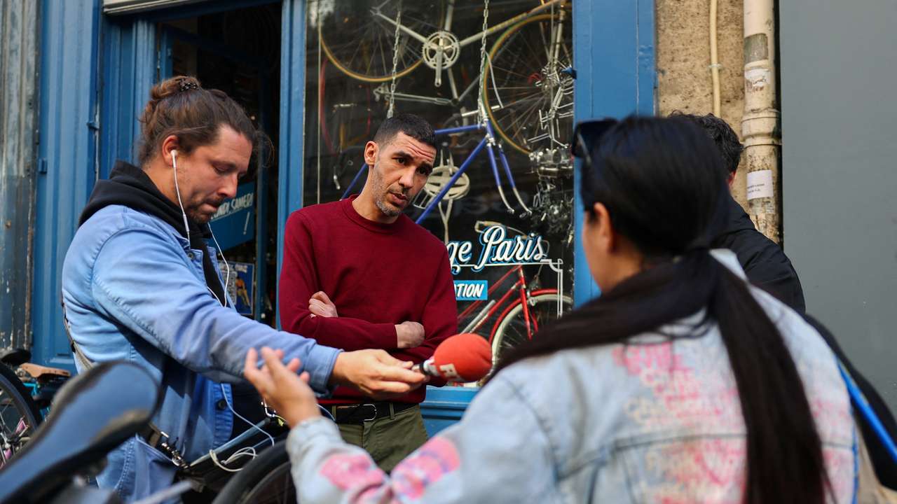 Nabil, who intervened during the kidnapping of the daughter of a crypto businessman talks to the local media, in Paris