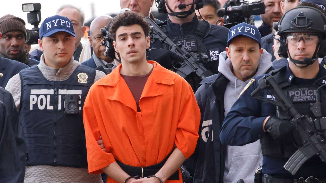 Luigi Mangione arrives at a helicopter pad after being extradited from Pennsylvania, in New York