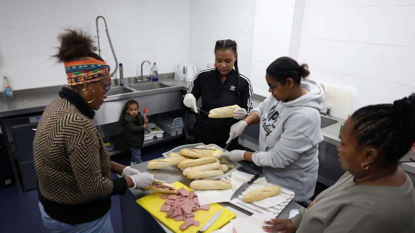Chagossians gather at a community centre in Crawley