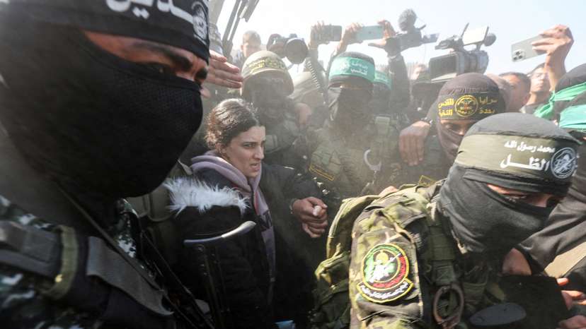 Hostages-prisoners swap deal between Hamas and Israel, in Khan Younis in the southern Gaza Strip