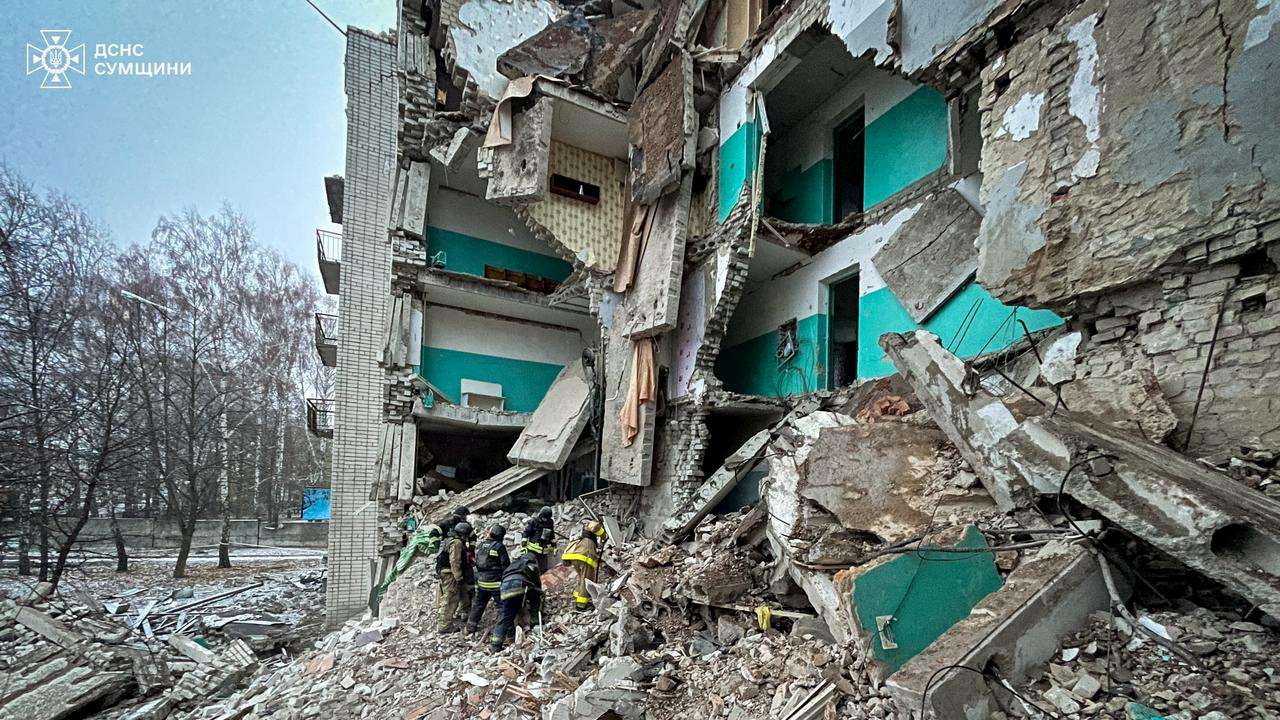 Aftermath of a Russian drone attack in Hlukhiv