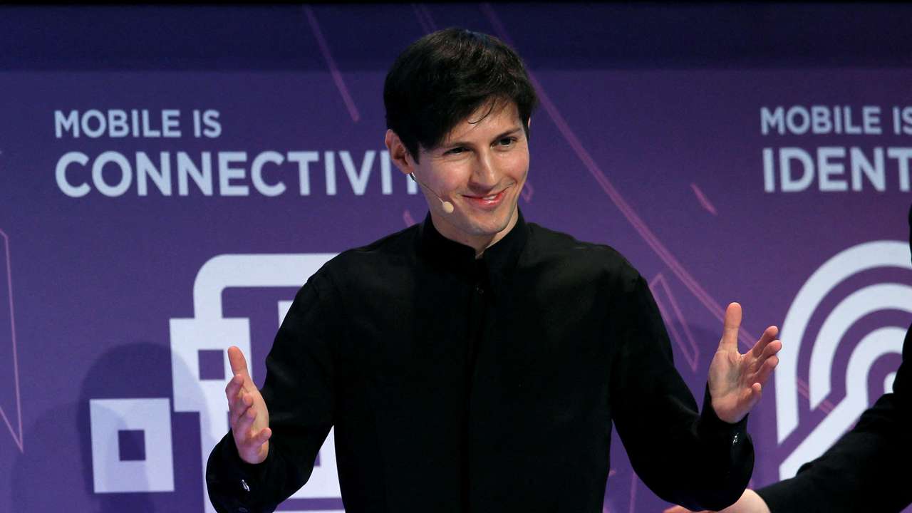 FILE PHOTO: Founder and CEO of Telegram Pavel Durov delivers a keynote speech during the Mobile World Congress in Barcelona
