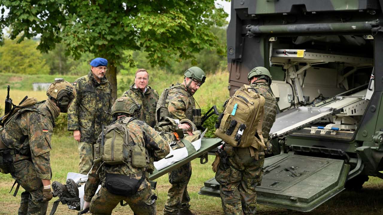 FILE PHOTO: German Defence Minister Pistorius visits the medical service of the Bundeswehr in Ulm