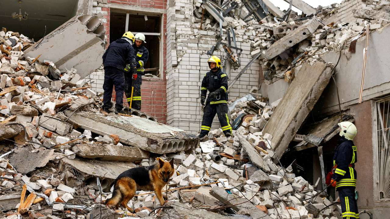 Aftermath of a Russian missile strike in Chernihiv