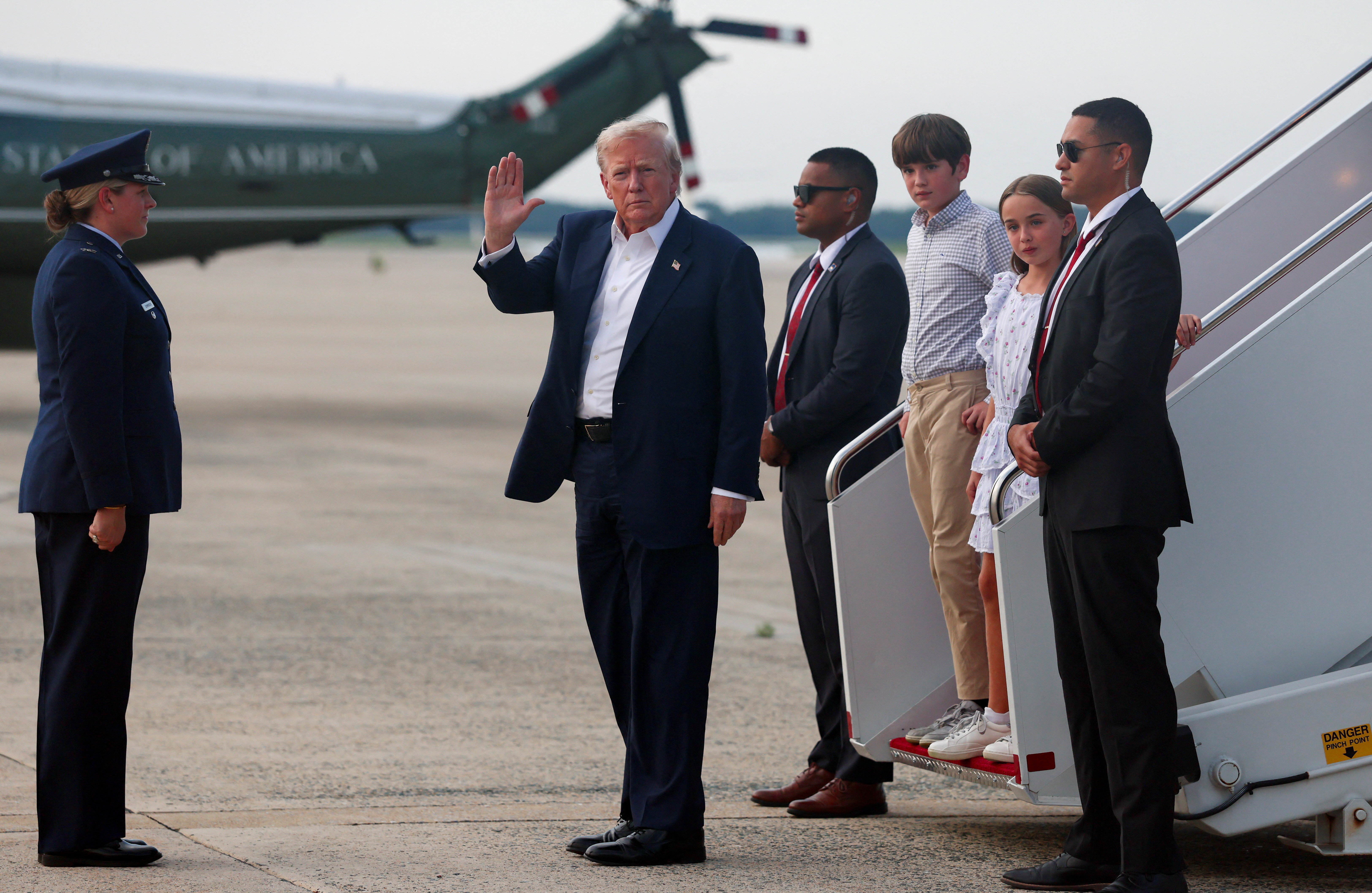 U.S. President Trump returns from Scotland, at Joint Base Andrews