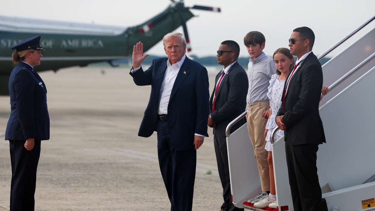 U.S. President Trump returns from Scotland, at Joint Base Andrews