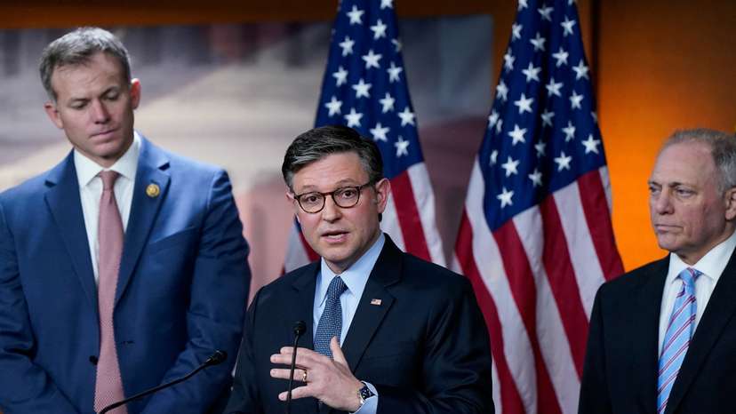 U.S. House Speaker Johnson (R-LA) holds a press conference on Capitol Hill in Washington