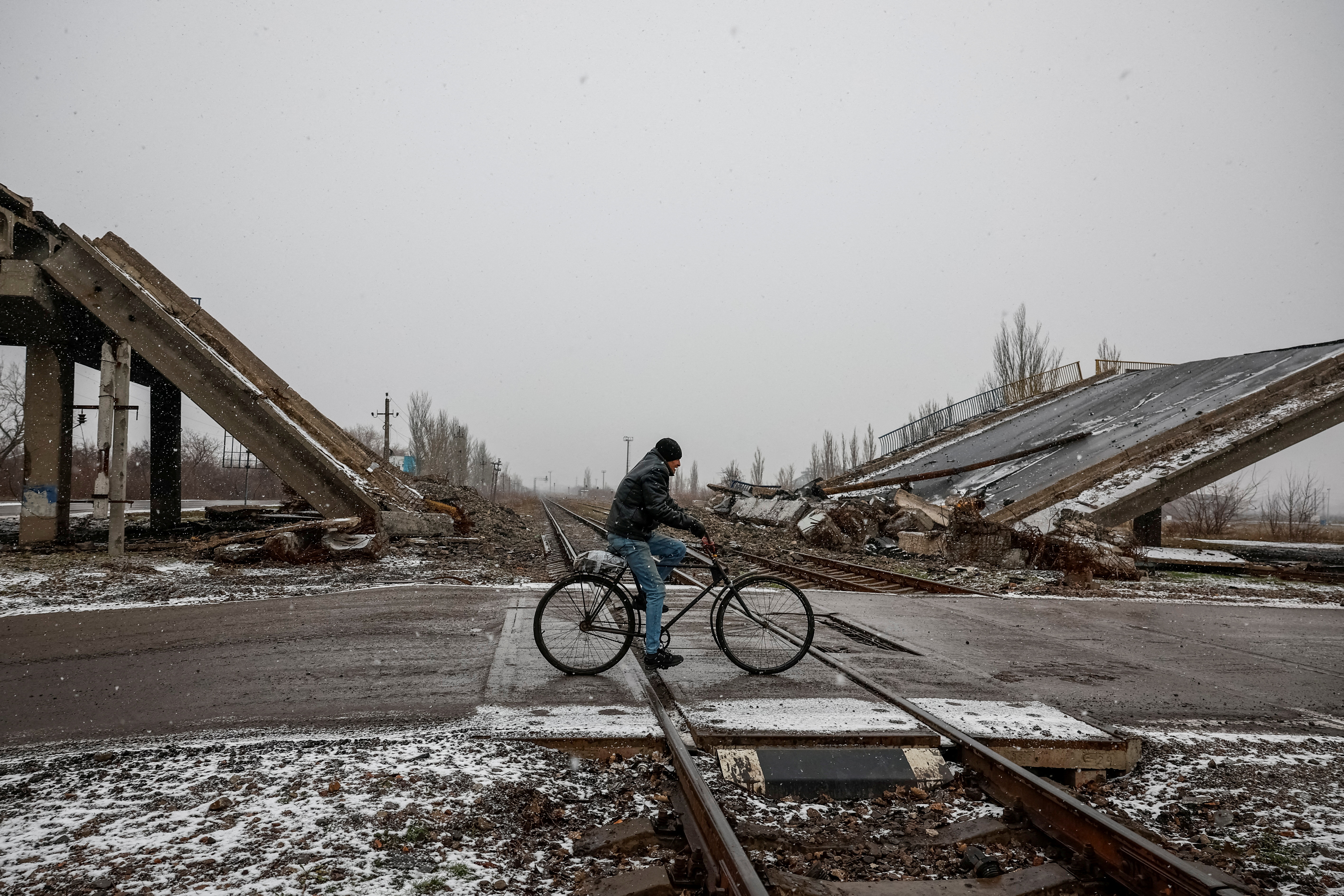 Local residents, who refuse to be evacuated, continue to live in the town of Pokrovsk, near a front line in Donetsk region
