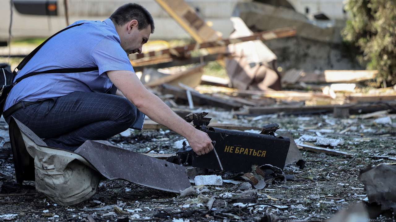 FILE PHOTO: Aftermath of a Russian drone strike in Lviv