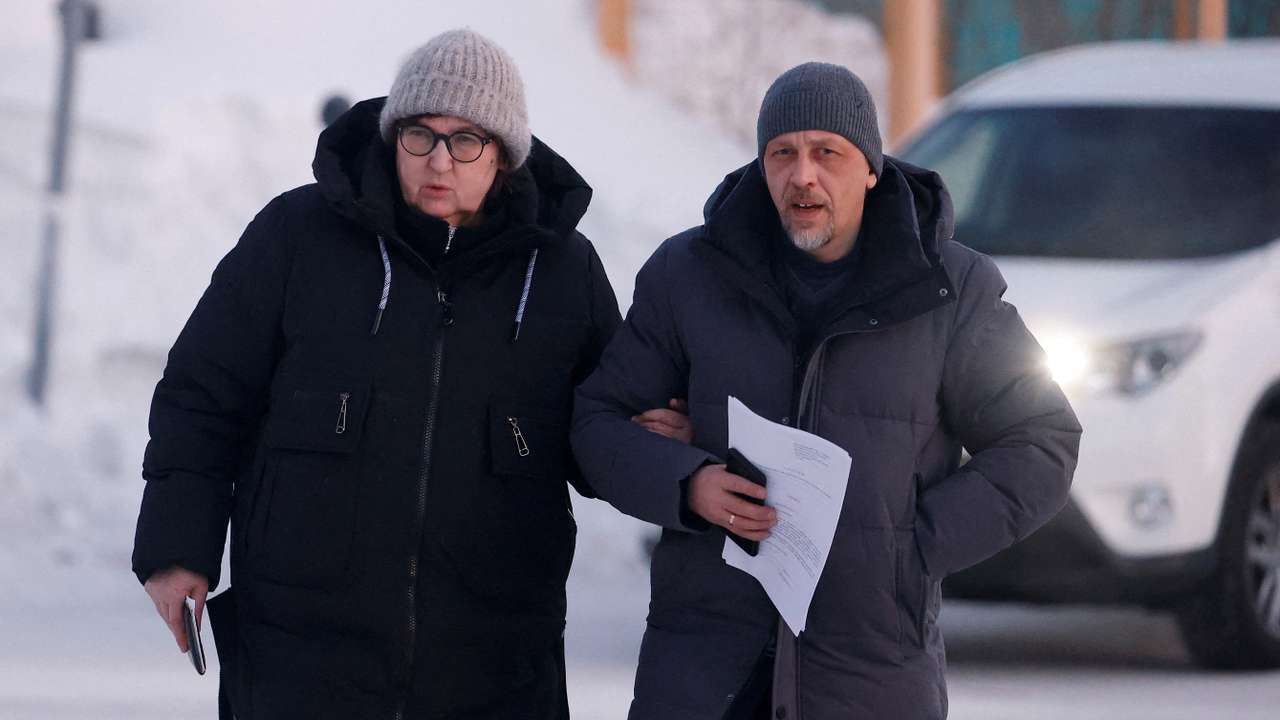 Mother of Alexei Navalny arrives at the regional department of Russia's Investigative Committee in Salekhard