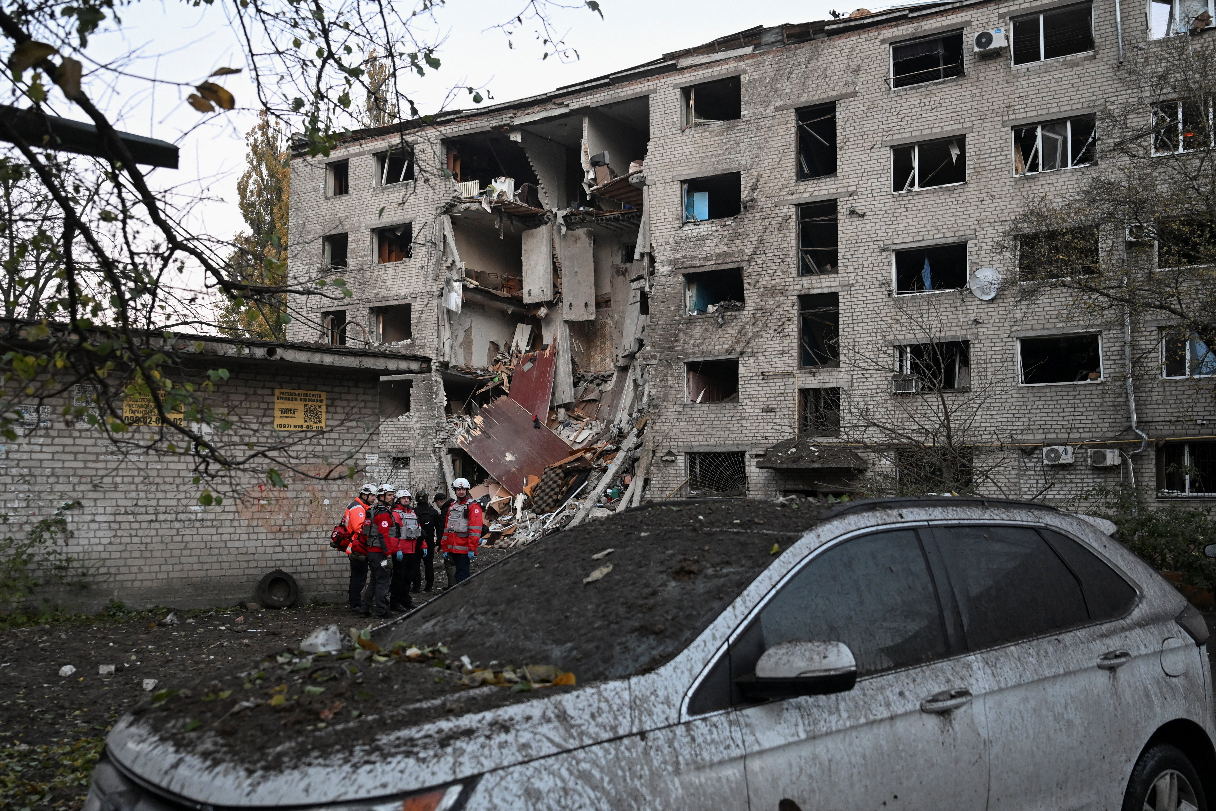 Aftermath of a Russian missile and drone attack in Zaporizhzhia