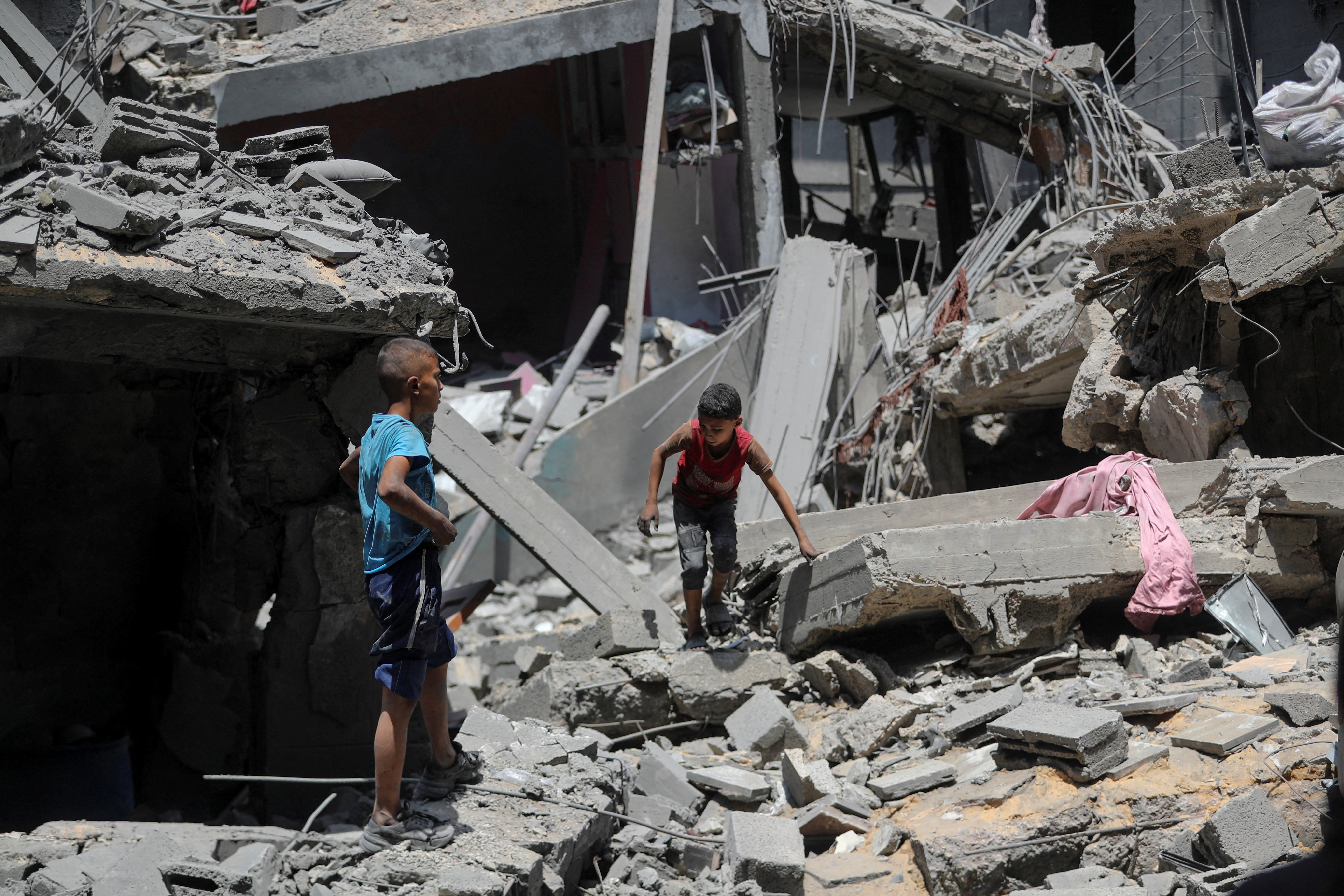 Aftermath of a morning Israeli strike on a house, in Gaza City