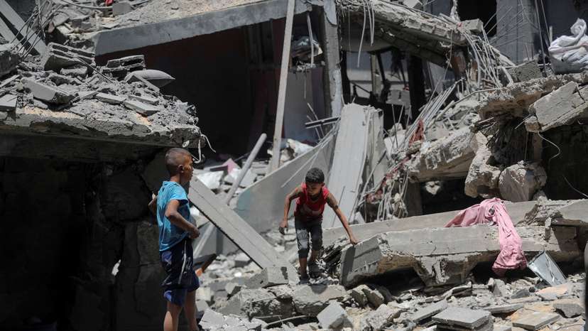 Aftermath of a morning Israeli strike on a house, in Gaza City