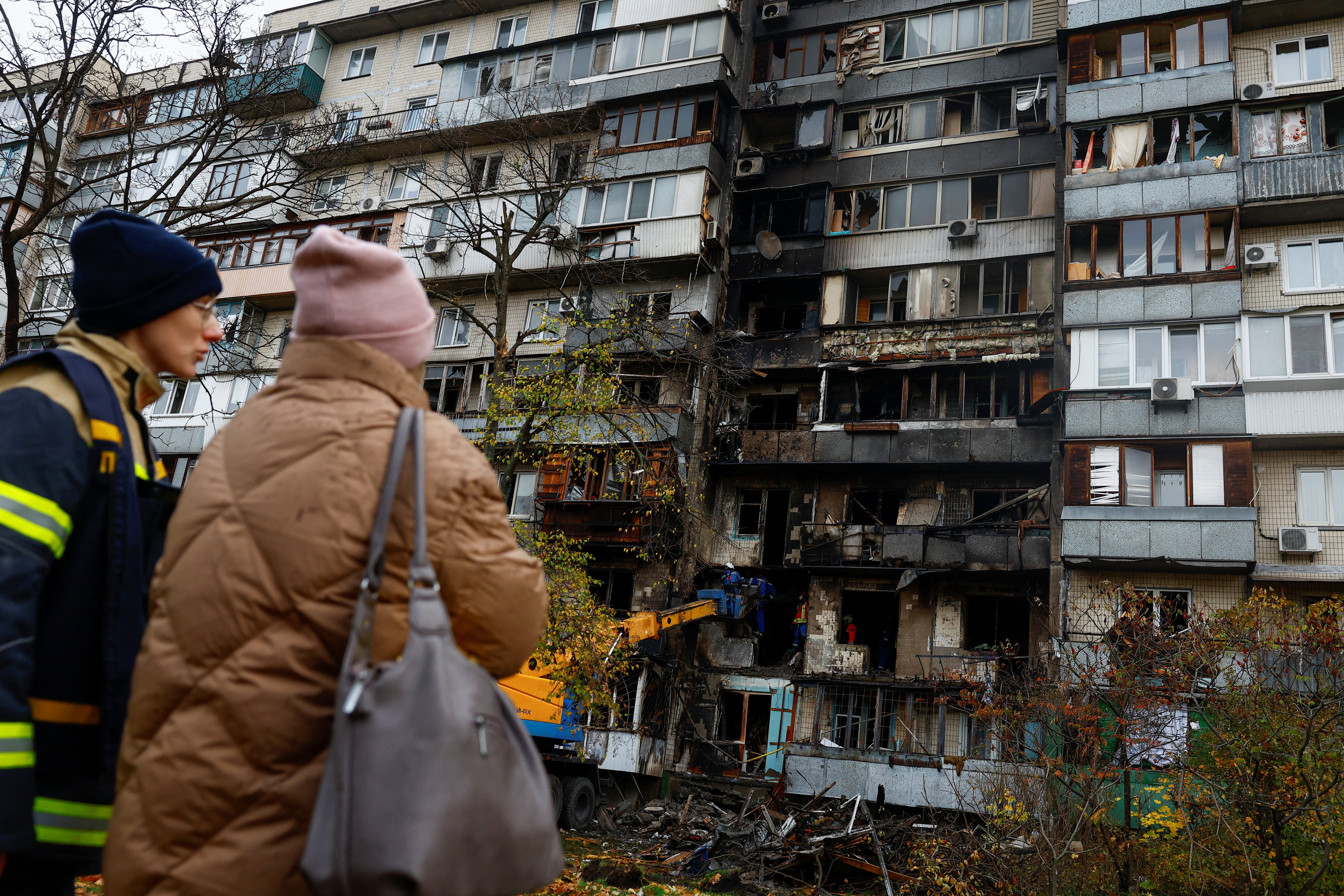 Aftermath of a Russian drone attack in Kyiv