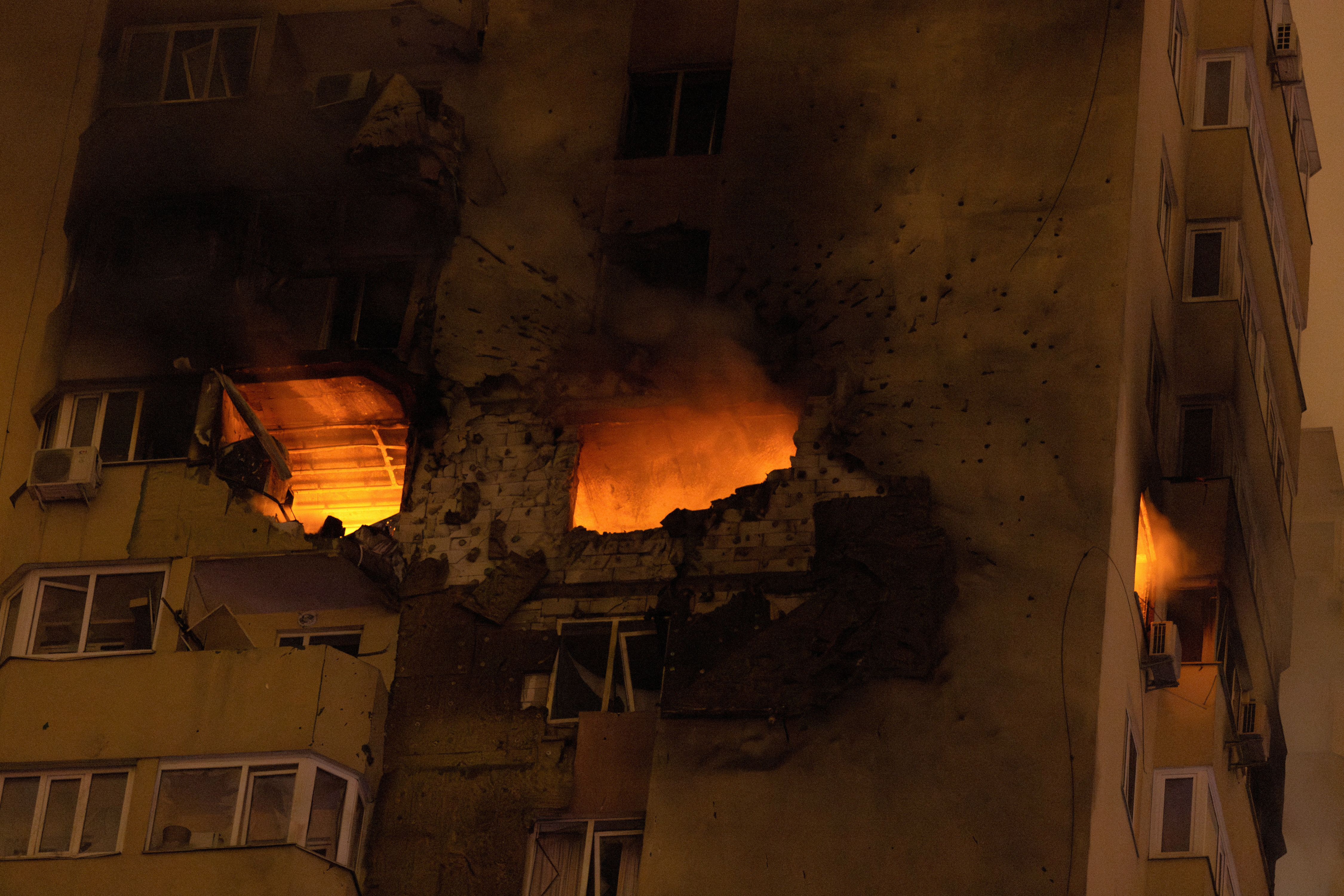 Russian drone strike, in Kyiv