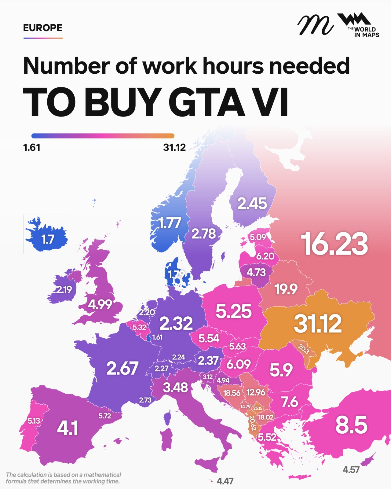 Europeans need only 1.6 hours of work to buy GTA VI