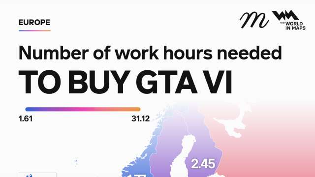 Europeans need only 1.6 hours of work to buy GTA VI