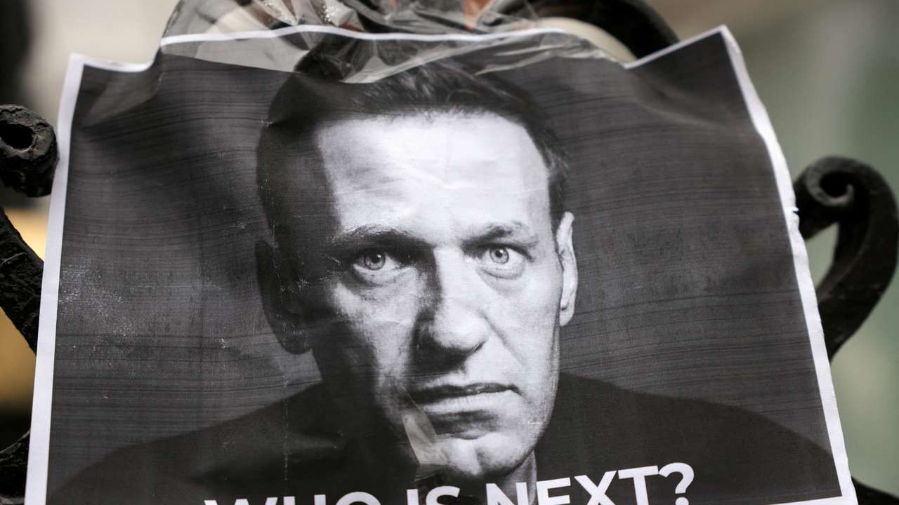 FILE PHOTO: Protest outside the Russian Embassy following Alexei Navalny's death, in London