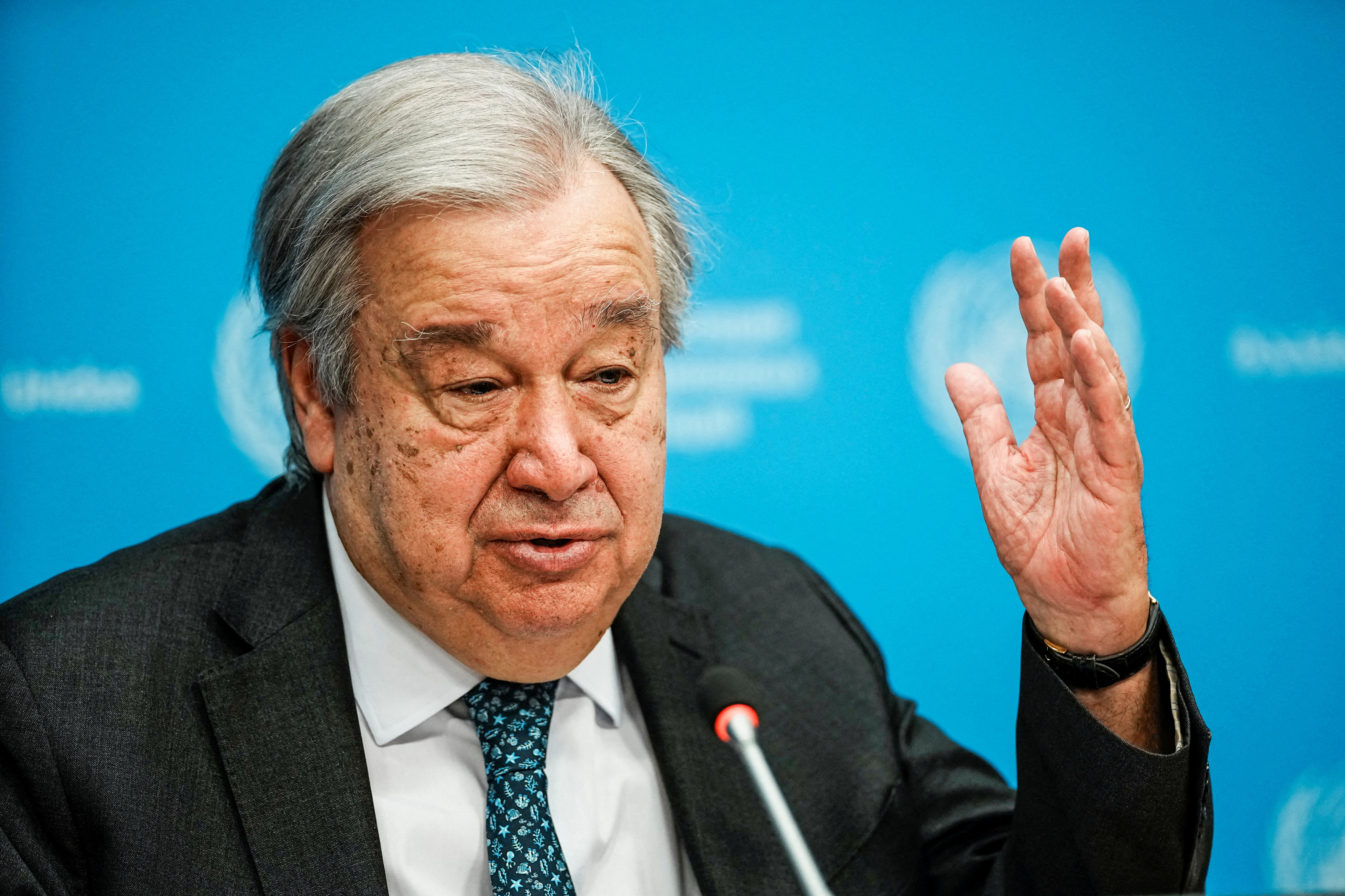 FILE PHOTO: United Nations Secretary-General Antonio Guterres speaks during a press conference in New York
