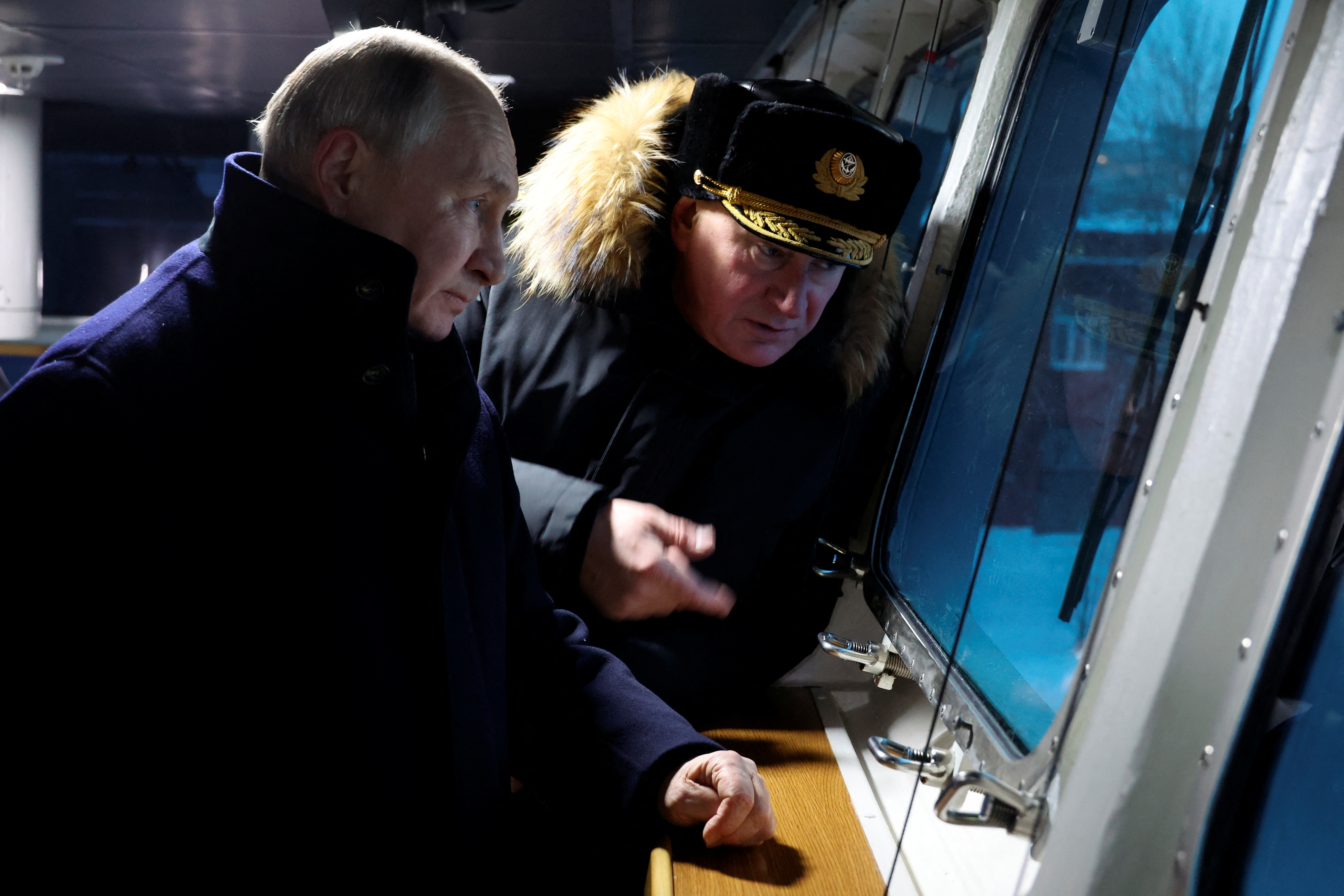 Russian President Vladimir Putin visits the naval base in the northern city of Severodvinsk