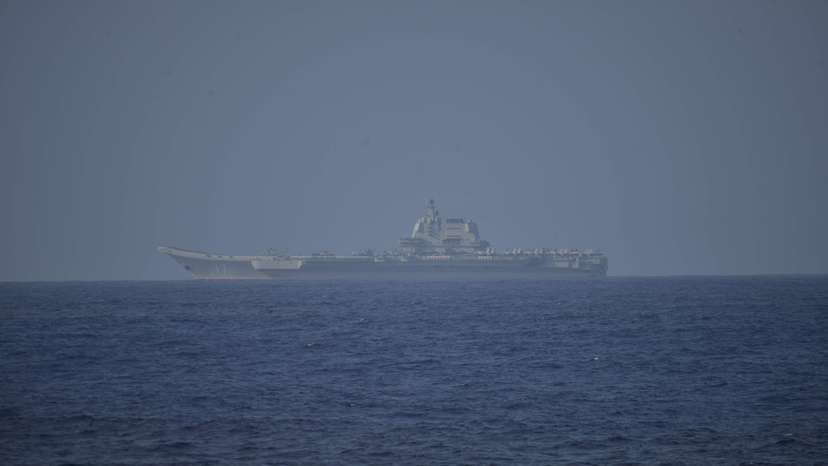 Chinese aircraft carrier Shandong sails in Pacific Ocean waters, south of Okinawa prefecture, Japan