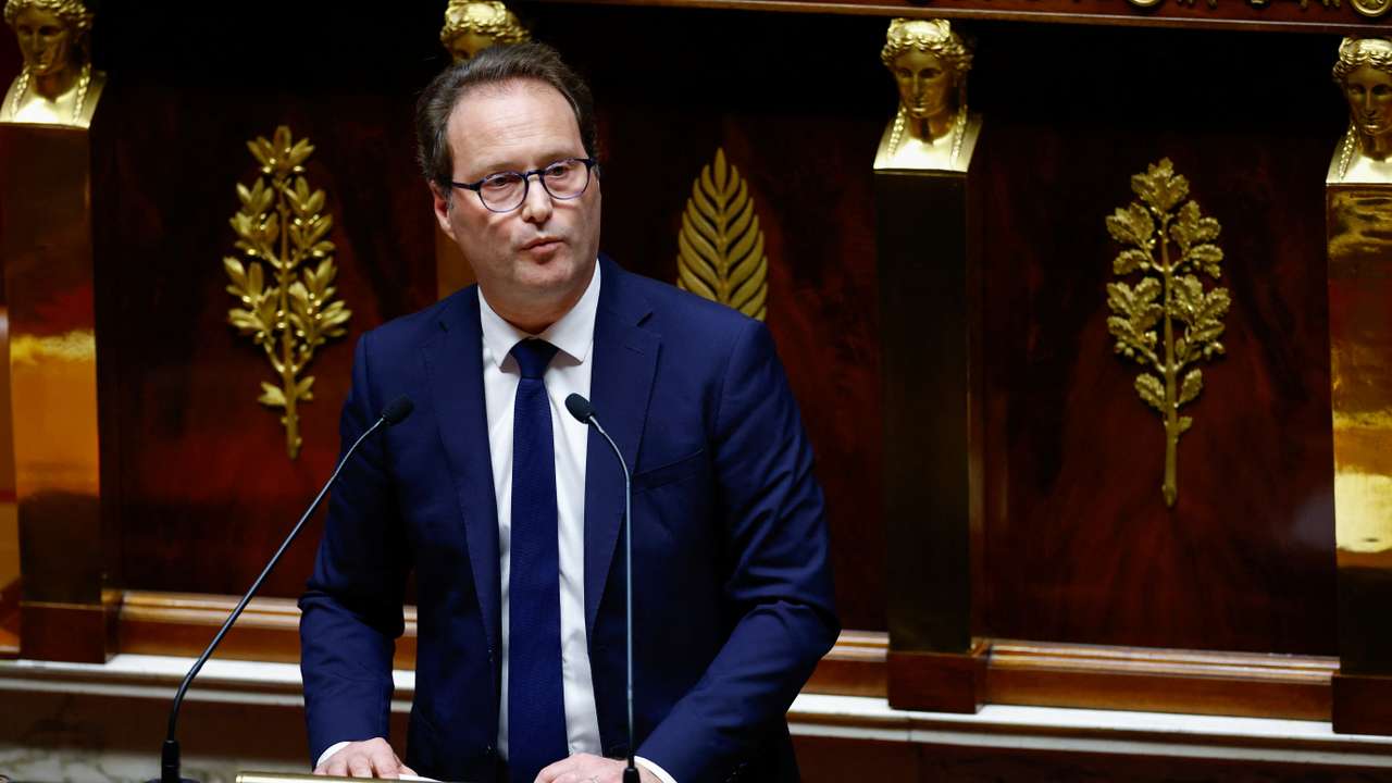 Member of parliament Sylvain Maillard of the Renaissance party speaks at the National Assembly in Paris