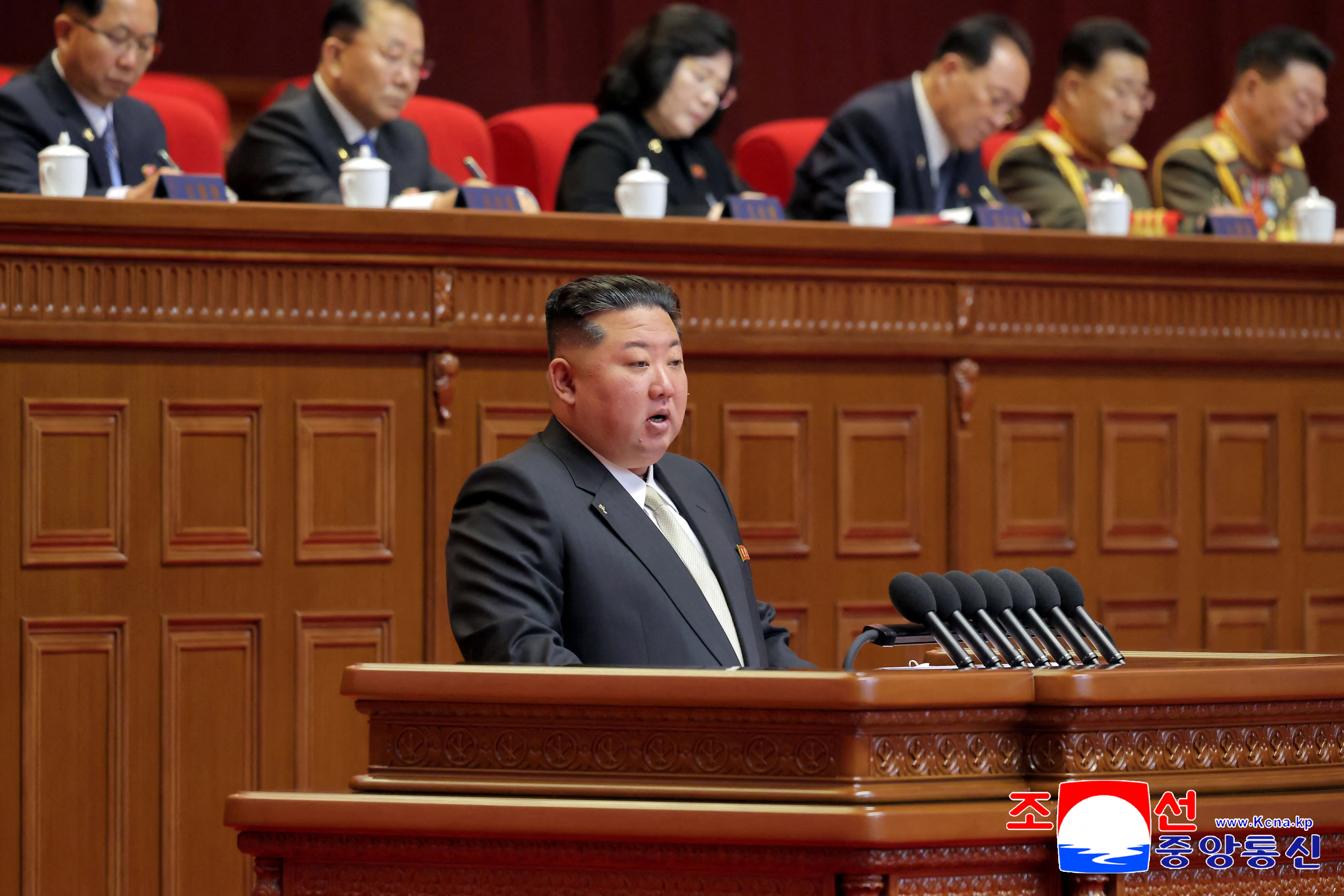 North Korean leader Kim Jong Un speaks during the Ninth Congress of the Workers' Party of Korea (WPK) in Pyongyang