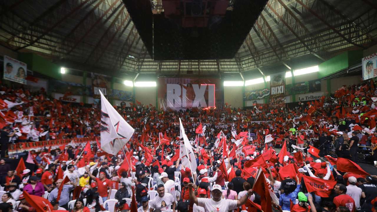 Presidential candidate Rixi Moncada of Honduras' LIBRE holds closing campaign rally ahead of the general election, in Tegucigalpa