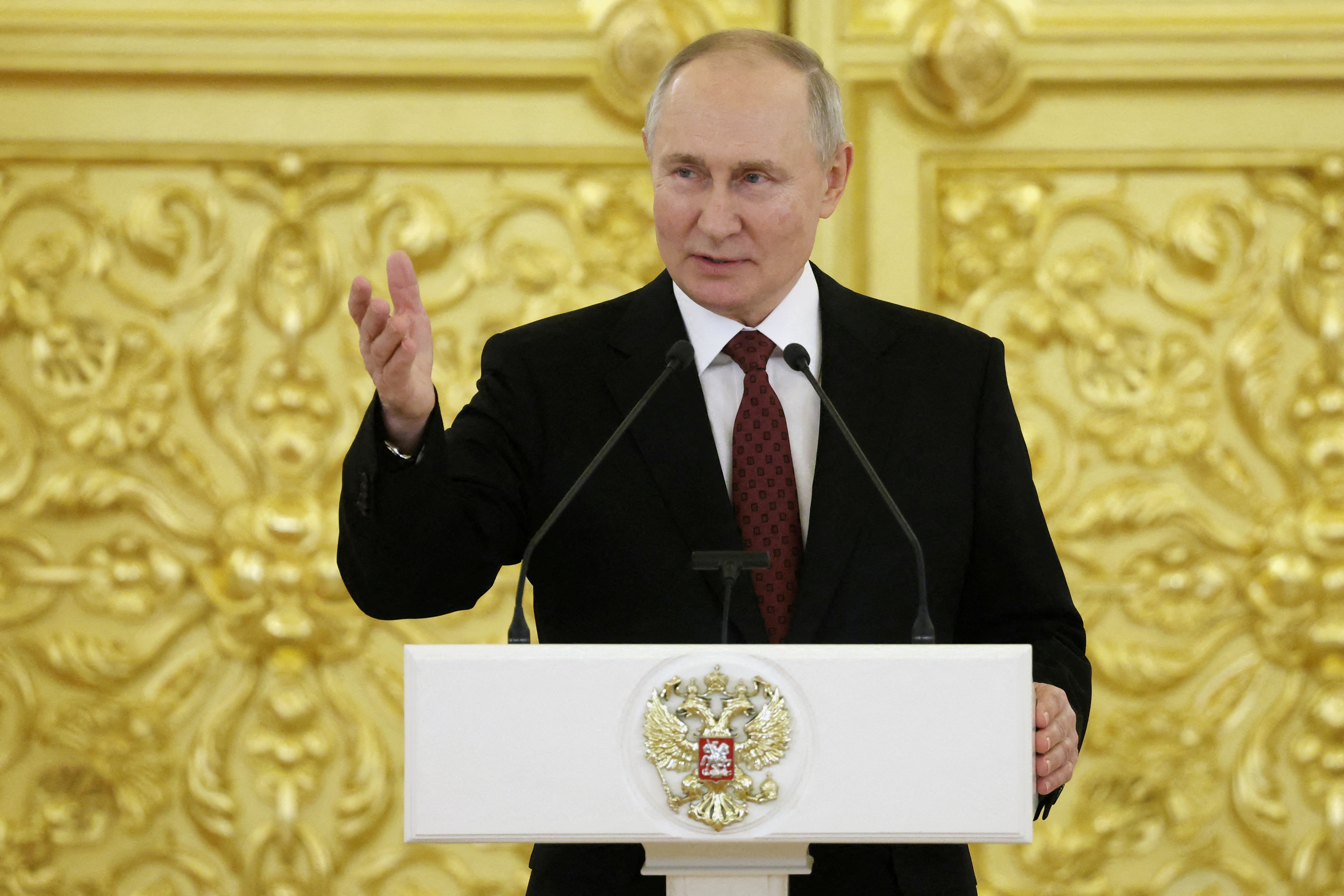 FILE PHOTO: Russian President Putin receives new ambassadors to Russia at Kremlin ceremony