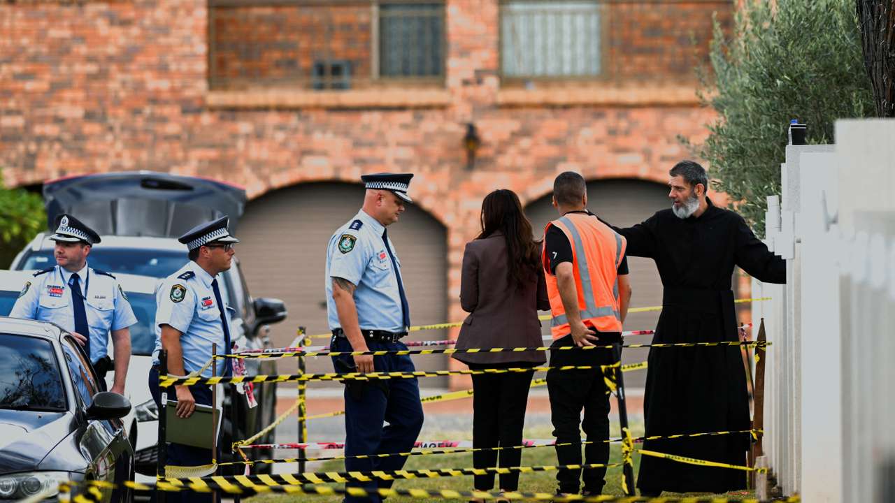 Scenes outside Christ The Good Shepherd Church after a knife attack took place during a service on Monday night in Sydney