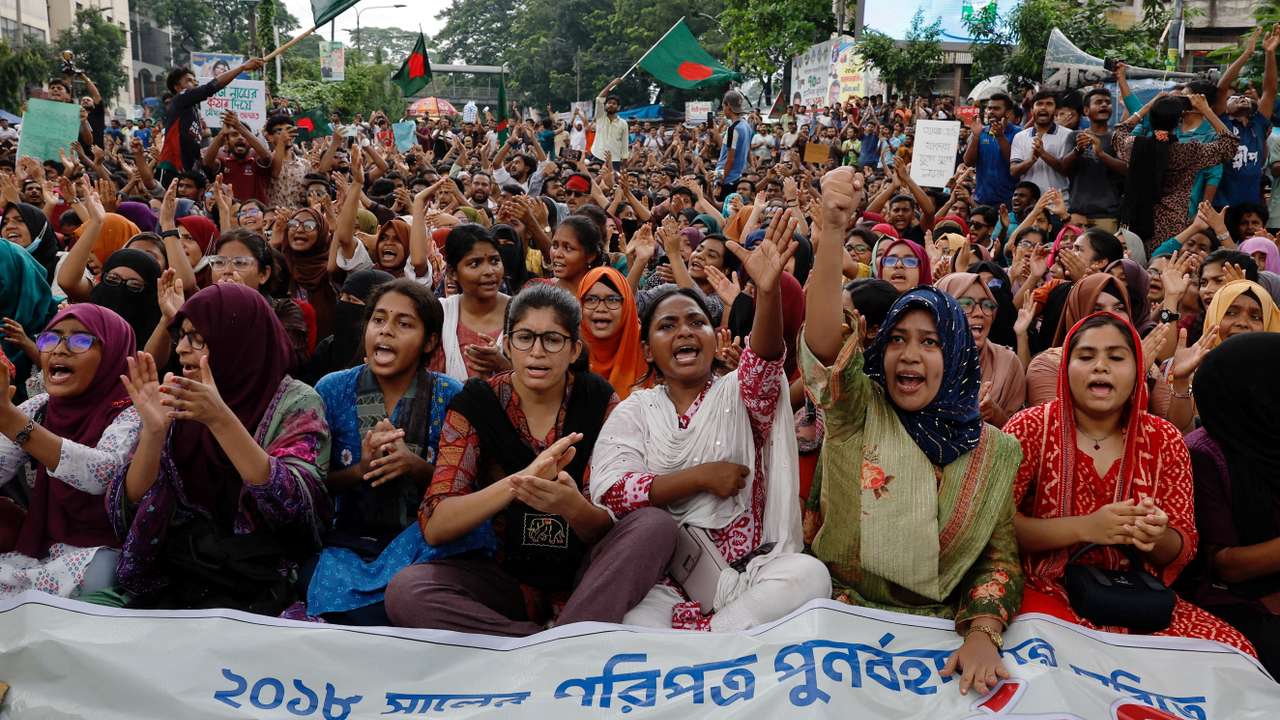 FILE PHOTO: Students and job seekers protest to ban quotas for government job