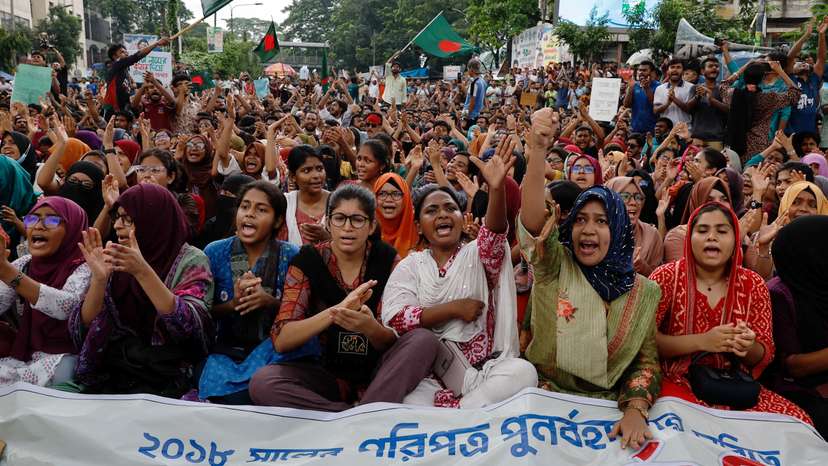 FILE PHOTO: Students and job seekers protest to ban quotas for government job