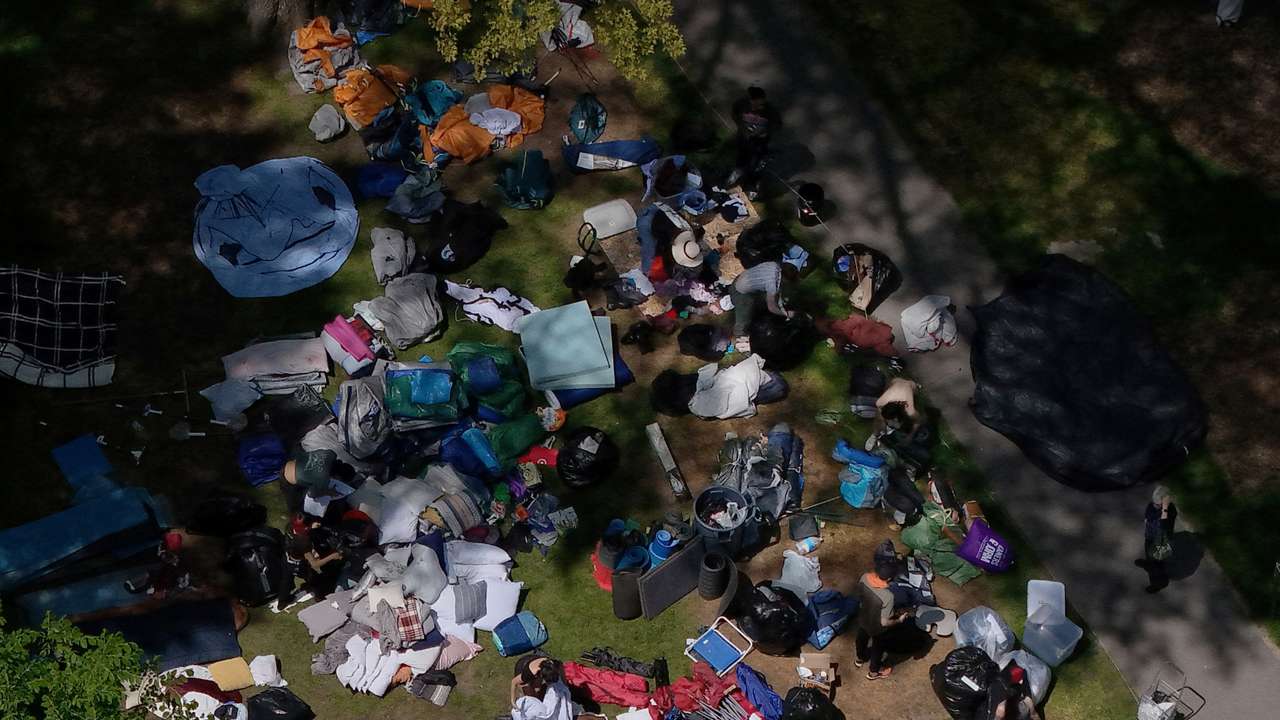 Pro-Palestinian protestors voluntarily pack up their encampment at Harvard in Cambridge