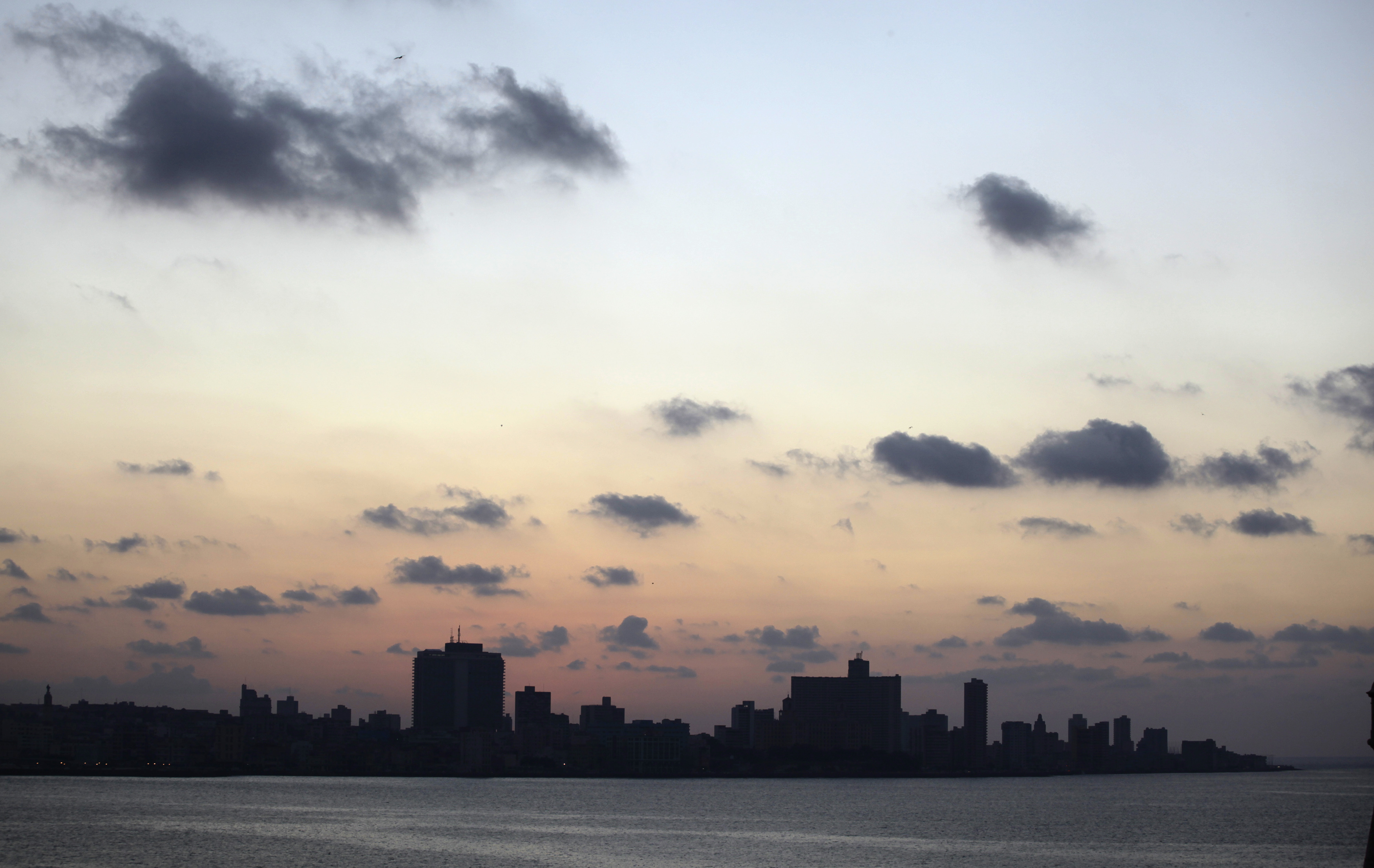Picture shows Havana's skyline at dusk