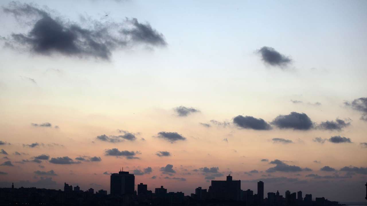 Picture shows Havana's skyline at dusk