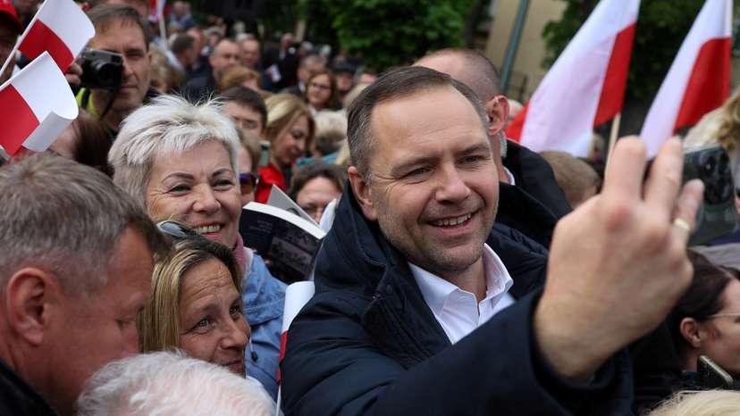 Polish presidential candidate Nawrocki campaigns in Garwolin
