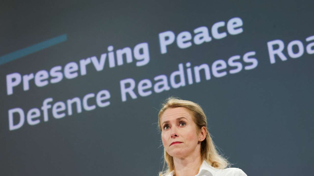 EU High Representative for Foreign Affairs and Security Policy Kallas presents a "Defence Readiness Roadmap 2030", in Brussels