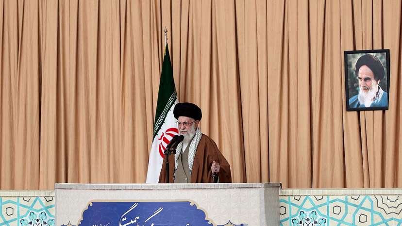Iran's Supreme Leader Ayatollah Ali Khamenei attends Eid al-Fitr prayers in Tehran