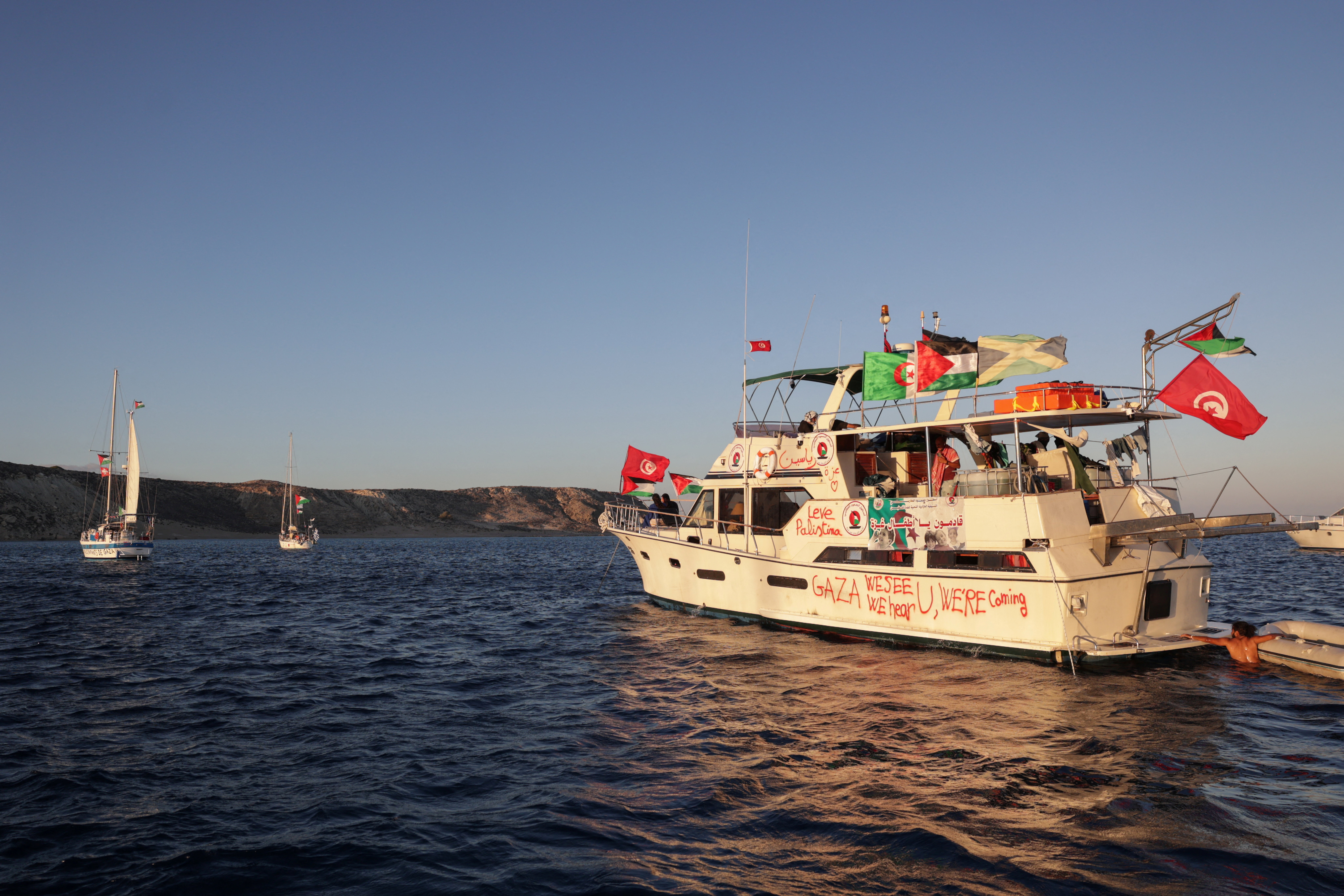 Gaza aid flotilla set to head east from Greece despite Israeli warnings