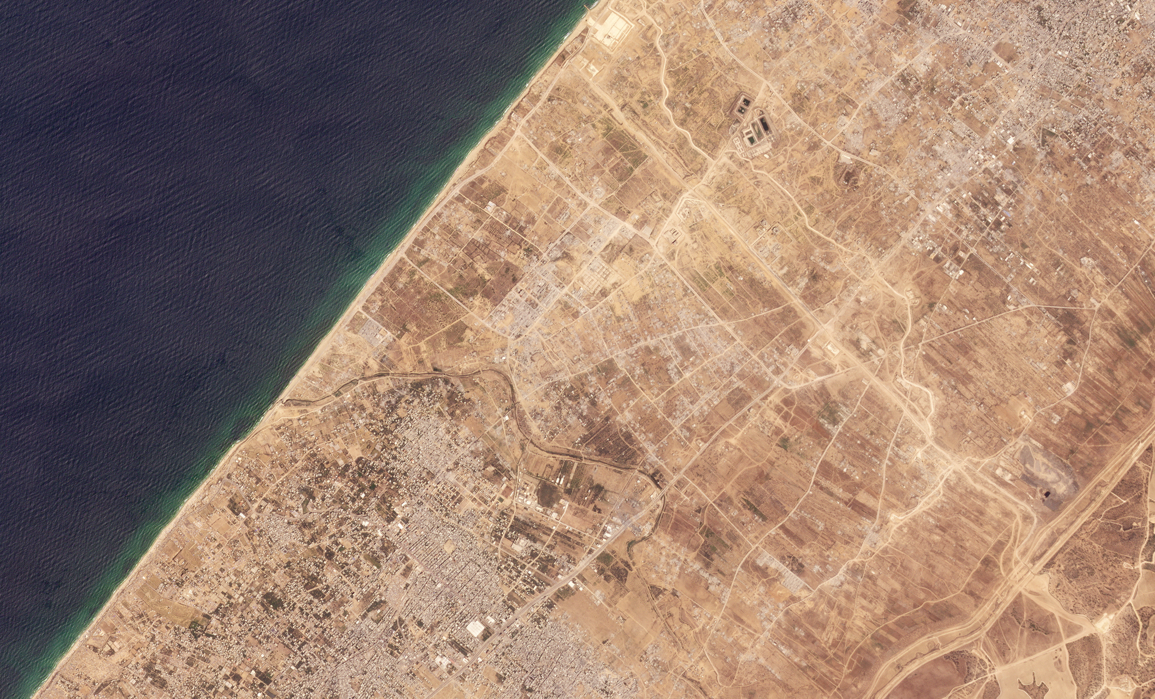 FILE PHOTO: A satellite image shows the Netzarim Corridor, an area of central Gaza cleared by the Israeli military after invading the Palestinian enclave