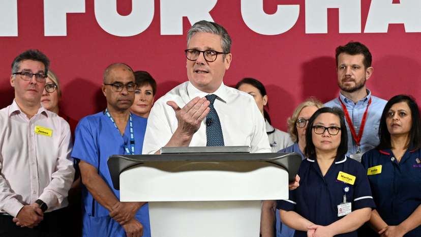 Britain's Prime Minister Keir Starmer Gives Speech On Plan To Cut NHS Waiting Times
