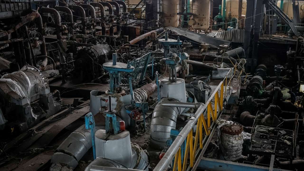 A view shows an energy facility damaged by Russian military strike at an unknown location in Ukraine