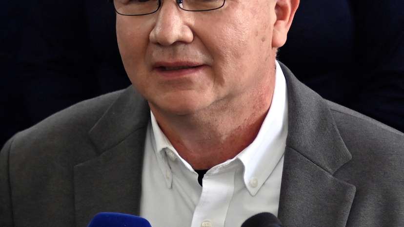 Venezuelan opposition speaker Perkins Rocha attends a press conference in Caracas