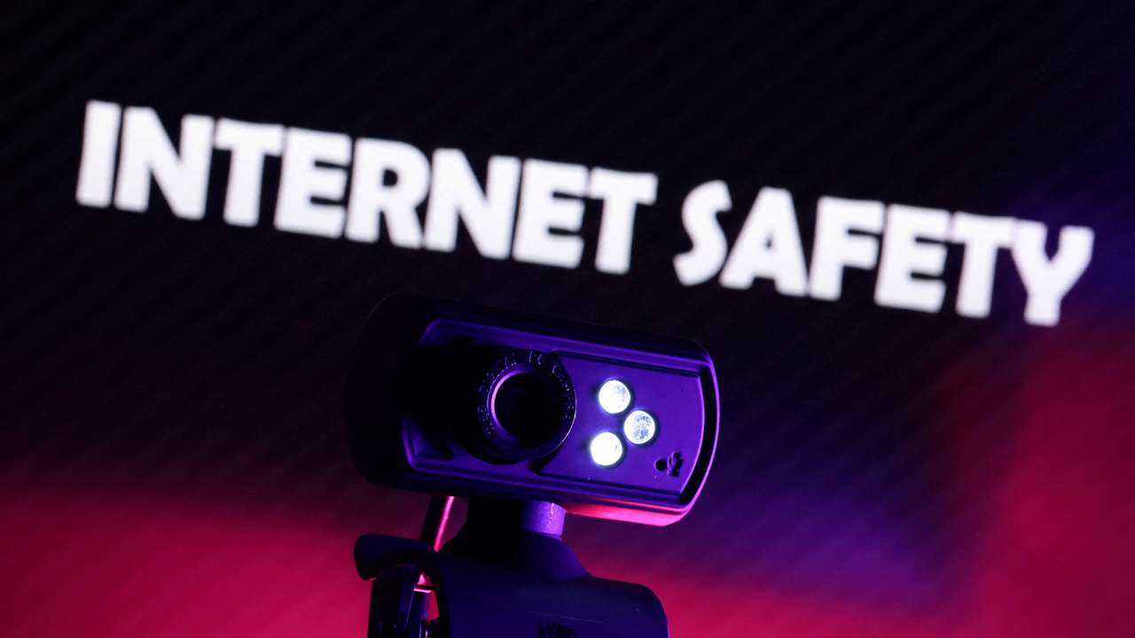 Illustration shows a web camera and the displayed words "Internet Safety\