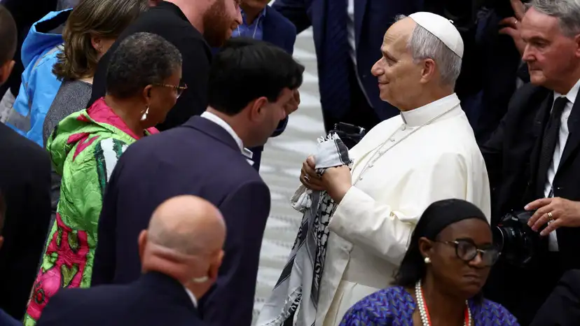 Pope Leo XIV meets participants in the World Meeting of Popular Movements, at the Vatican