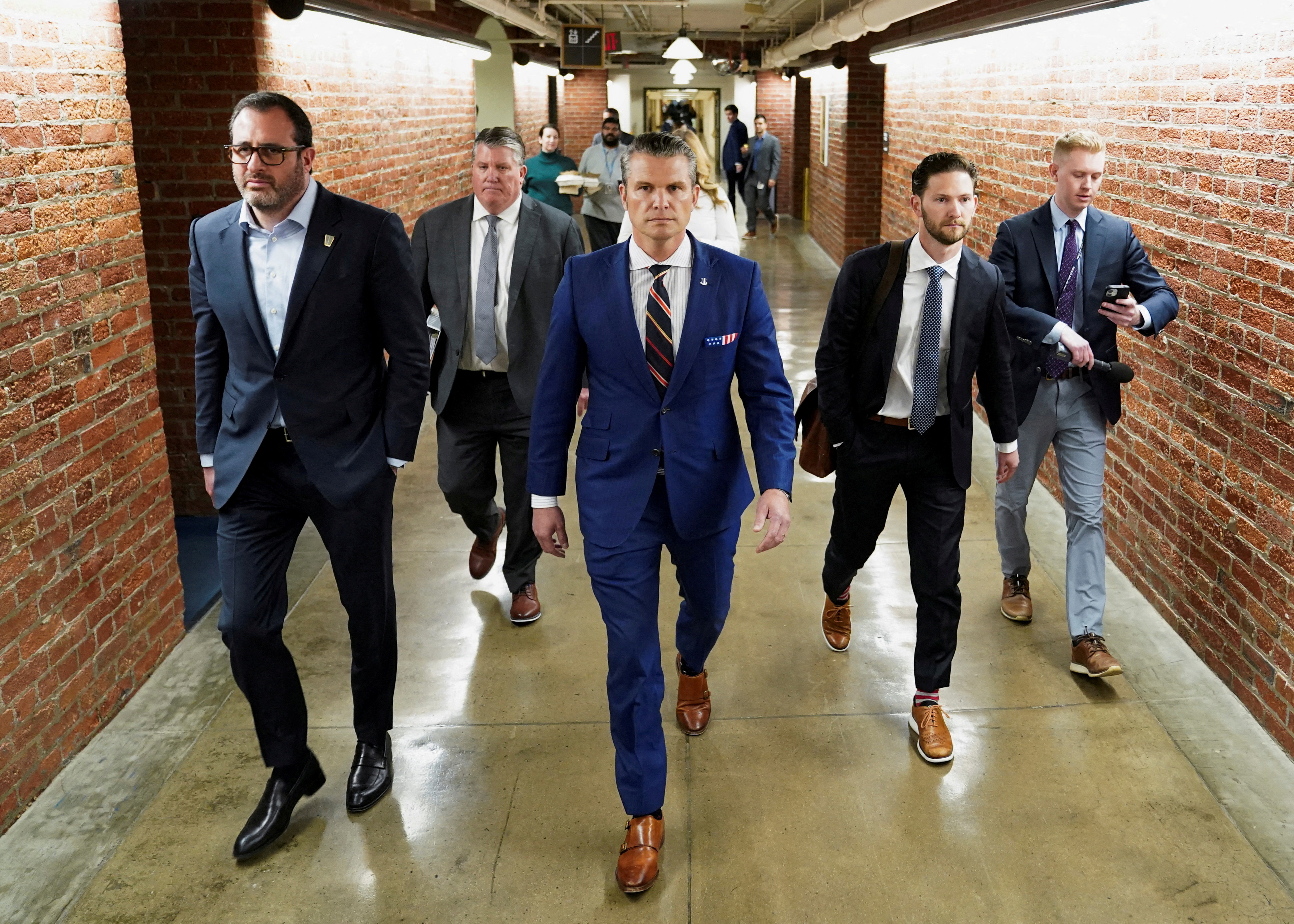 FILE PHOTO: Meeting with Pete Hegseth, President-elect Donald Trump's nominee for defense secretary on Capitol Hill in Washington