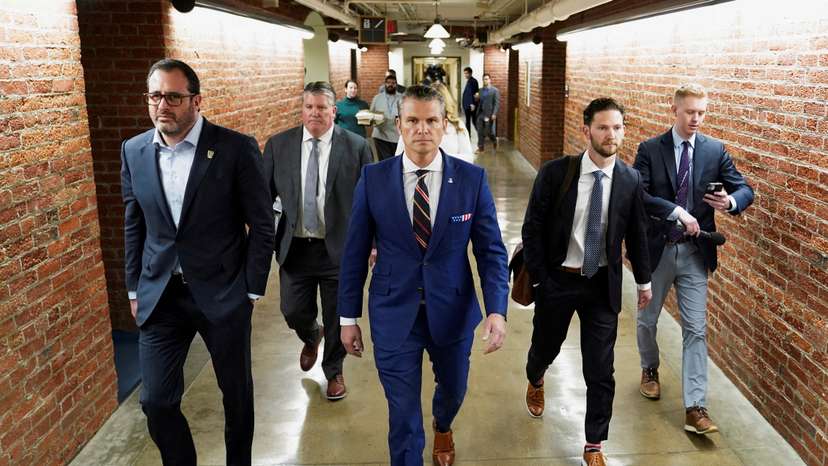 FILE PHOTO: Meeting with Pete Hegseth, President-elect Donald Trump's nominee for defense secretary on Capitol Hill in Washington