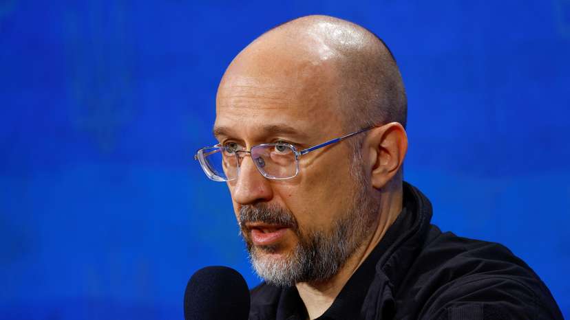Ukraine's PM Shmyhal speaks during a forum in Kyiv