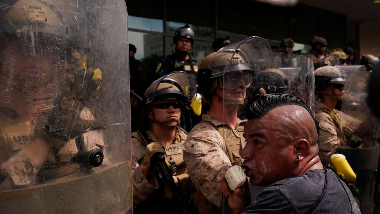 Protest against federal immigration sweeps, in Los Angeles